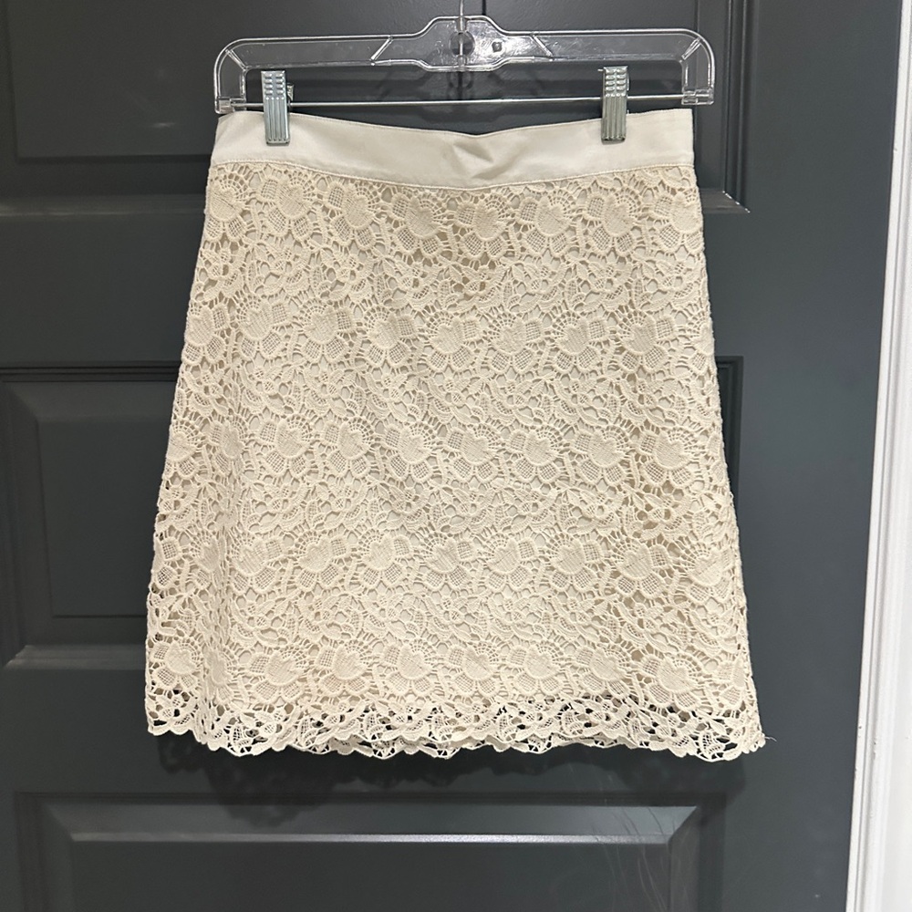 Loft Eyelet Cream Lace Skirt